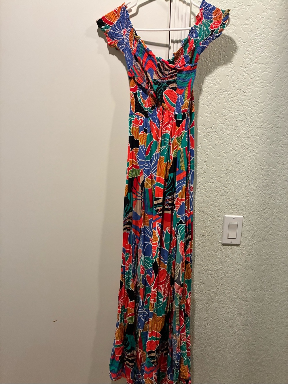 Aakaa Vibrant Floral Maxi Dress in Red, Blue, Green & Orange- comfy and stretchy